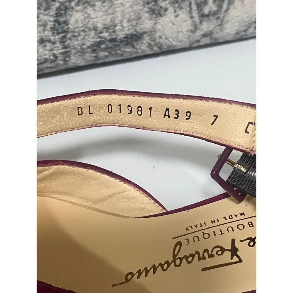 Salvatore Ferragamo Suede D'orsay in Rasberry Size 7